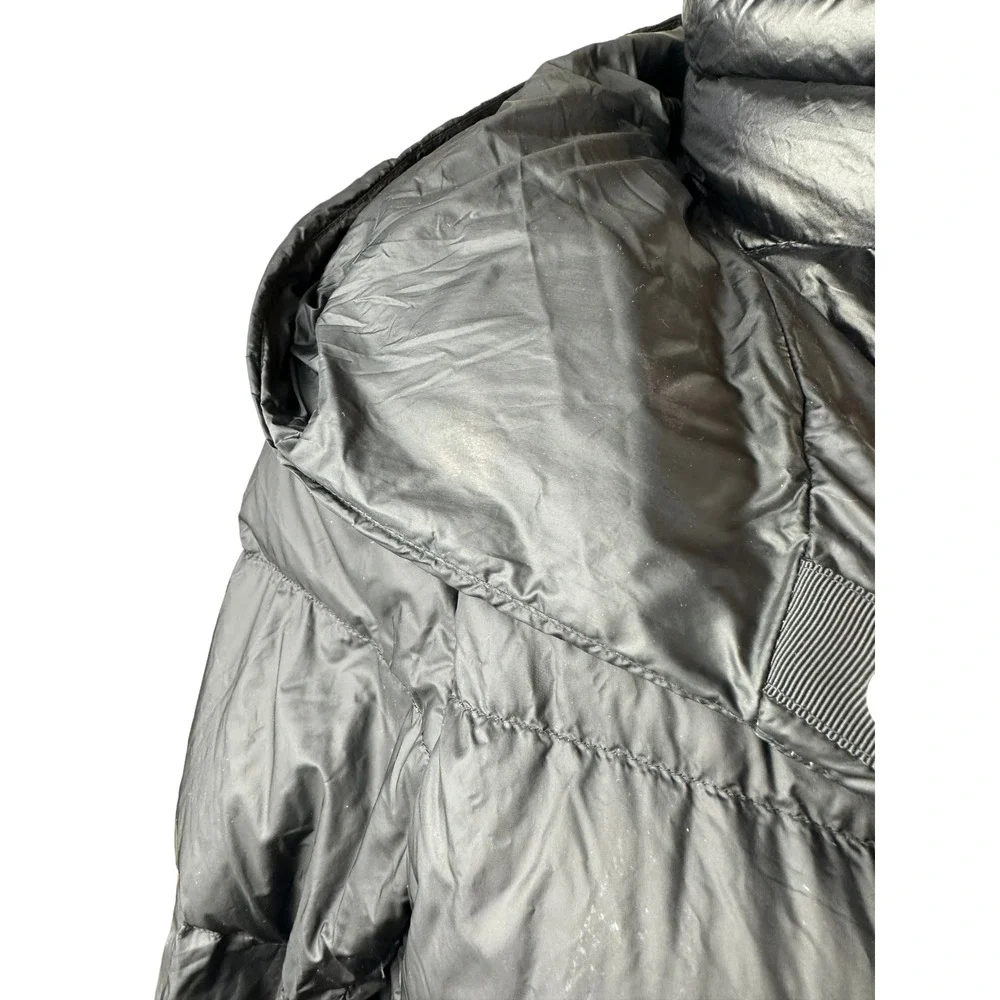 Athleta Lofty Down Coat Goose Down Black Puffer Hooded Puffy Long Coat Medium - Picture 16 of 16
